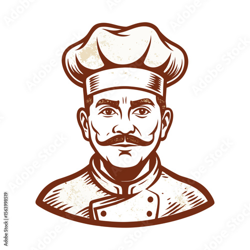 Vintage Chef Illustration Restaurant Food Logo Design