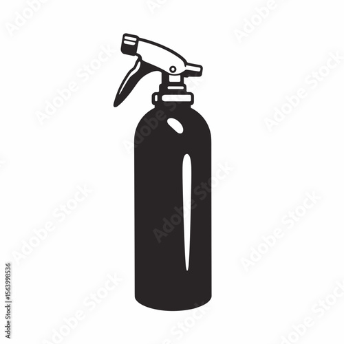 Fire extinguisher in black silhouette on white background  
