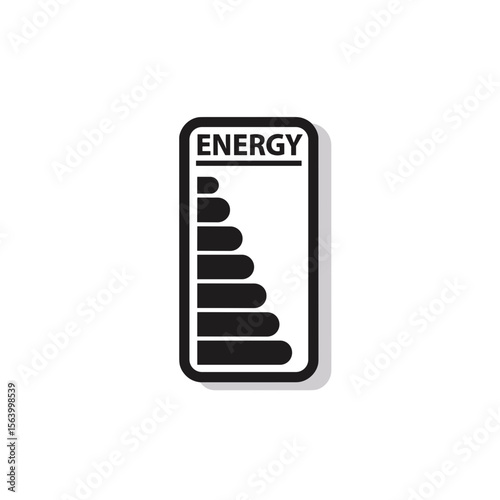 Energy label icon displaying efficiency ratings in black color  