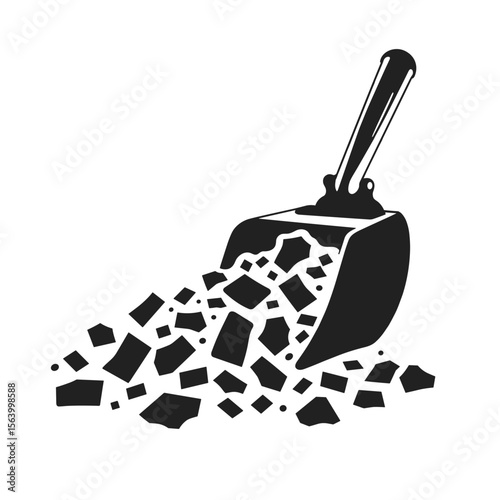Construction materials scoop with rubble.  Scoop filled with construction debris, small stones and gravel.  Detailed illustration of construction materials for industry brochures or website design.  