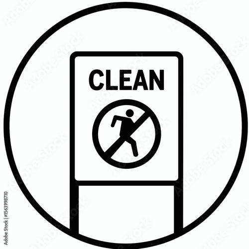 Clean sign with keep out symbol. Simple clean sign indicates area is restricted and must not be entered.  Cleanliness sign perfect for construction sites and industrial settings to ensure worker safet