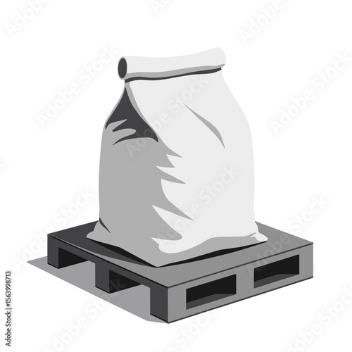 Large bag of building material on pallet. This heavy duty bag is perfect for construction sites.  Image of building supplies is ideal for brochures and websites showcasing building materials.