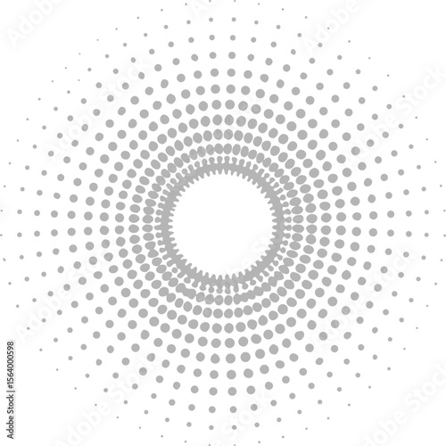 A circular halftone dots pattern white background