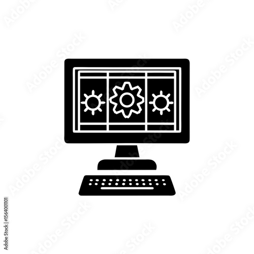  clean unique silhouette Desktop computer iconvector illustration