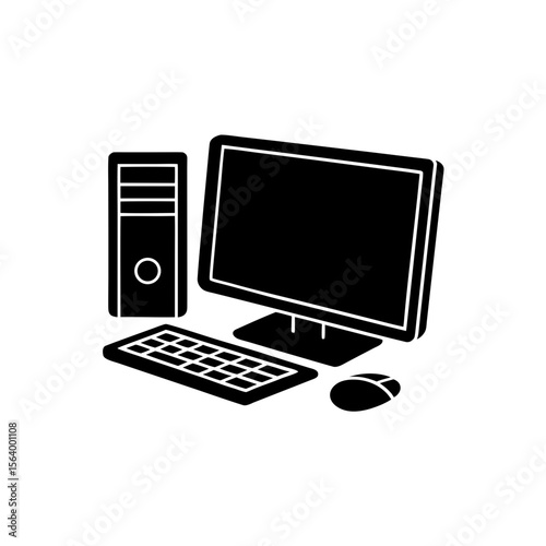  clean unique silhouette Desktop computer iconvector illustration