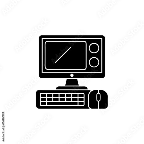  clean unique silhouette Desktop computer iconvector illustration