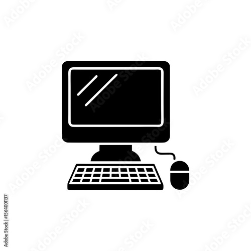  clean unique silhouette Desktop computer iconvector illustration