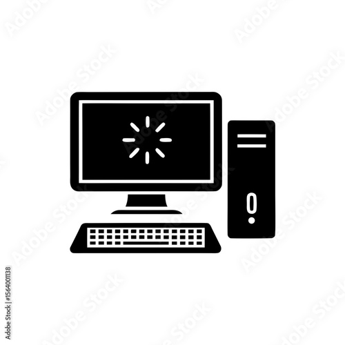  clean unique silhouette Desktop computer iconvector illustration