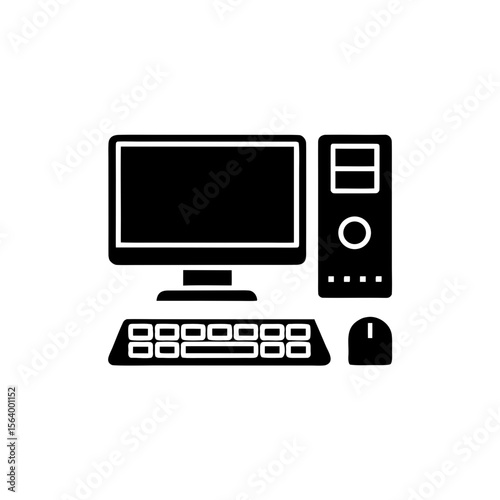  clean unique silhouette Desktop computer iconvector illustration