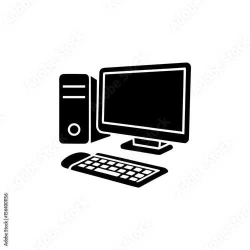  clean unique silhouette Desktop computer iconvector illustration