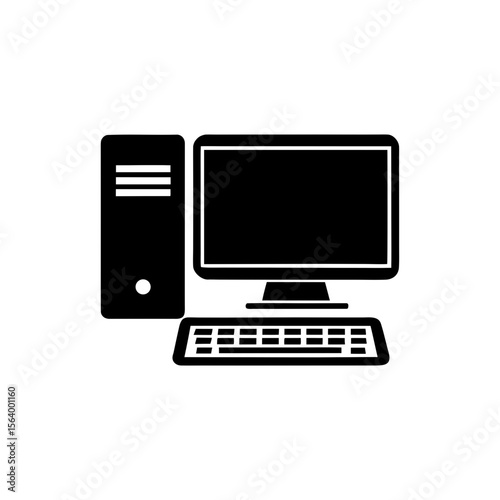  clean unique silhouette Desktop computer iconvector illustration