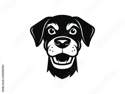 Labrador Retriever dog silhouette vector illustration, pet clipart, black and white animal shape