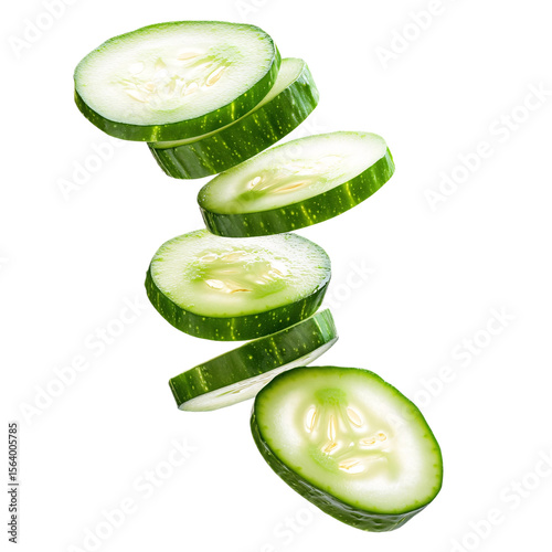 cucumber slices isolated on transparent background