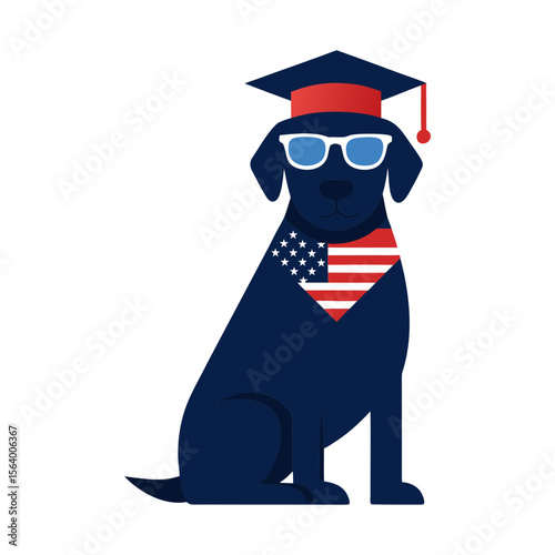 Decent flat coated retriever dog vector art illustration