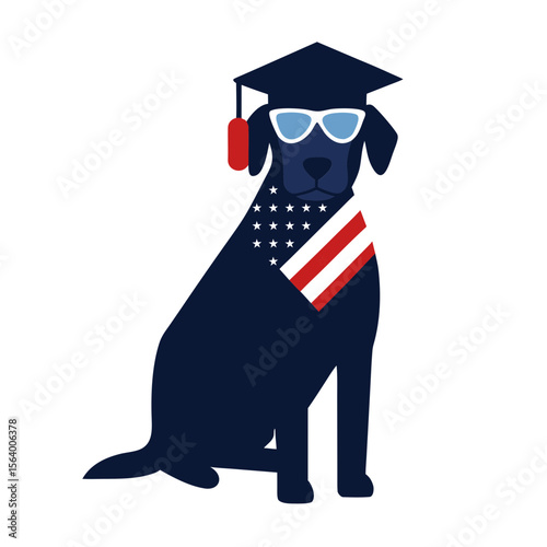 Decent flat coated retriever dog vector art illustration