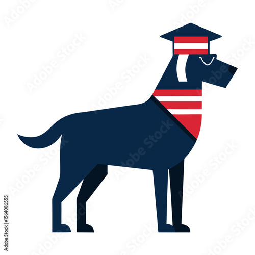 Decent flat coated retriever dog vector art illustration