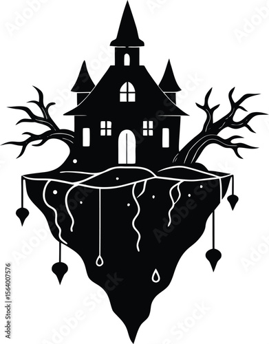  Floating Haunted House Silhouette