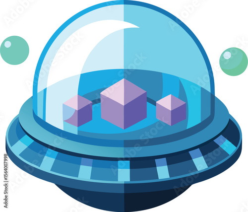 Floating Glass Dome with Cubes