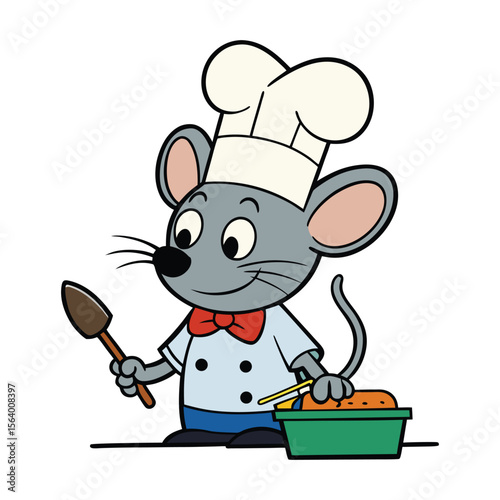 Cute Chef Mouse Baking Delicious Treats Cartoon Illustration
