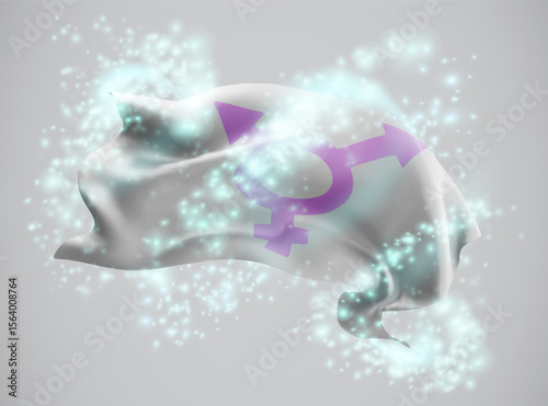 Gender, vector 3d flag in whirlwind of magical radiance