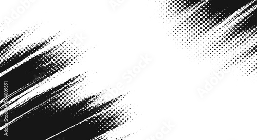 Black Halftone Comic Brush Stroke Diagonal Motion Effect for Manga Backgrounds and Pop Art Posters