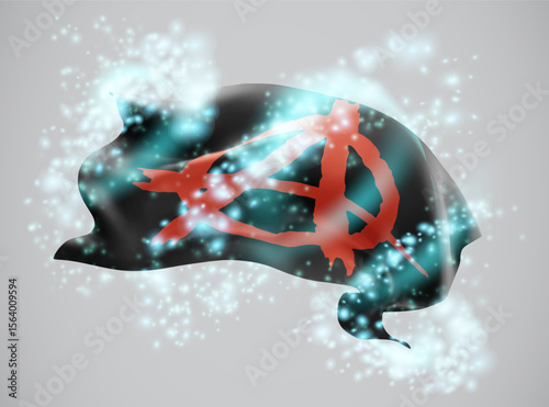 Anarchy, vector 3d flag in whirlwind of magical radiance