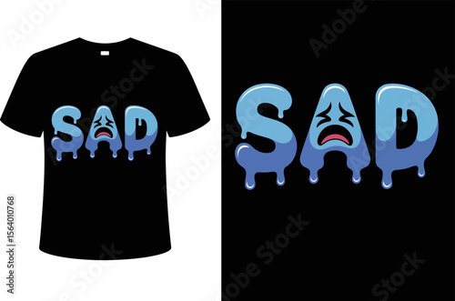 T shirt design sad t shirt design emotional clothing apparel graphic tee trendy fashion streetwear style crying face blue editable vector illustration with png format