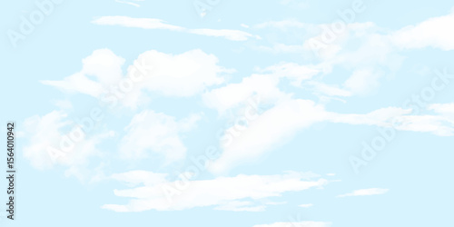 white fluffy clouds on blue sky in summer The clouds should have a painterly or watercolor effect