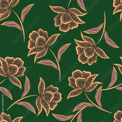 Hand drawn colourful florals Seamless pattern. Abstract Florals pattern. Colourful background. Designed for paper, cover, fabric, decor, wall paper and etc.
