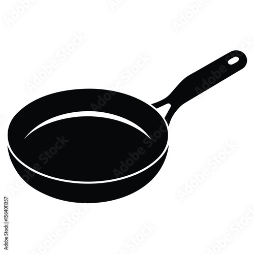 Frying Pan Silhouette: A bold, minimalist graphic of a frying pan, perfect for conveying the essence of cooking and culinary themes. 