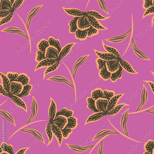 Hand drawn colourful florals Seamless pattern. Abstract Florals pattern. Colourful background. Designed for paper, cover, fabric, decor, wall paper and etc.