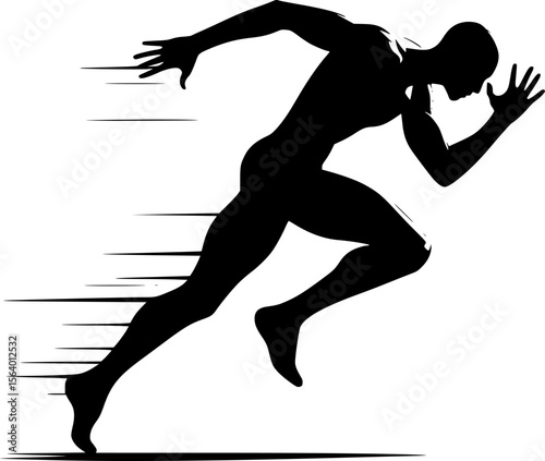 Minimalist silhouette of a person running, black vector style
