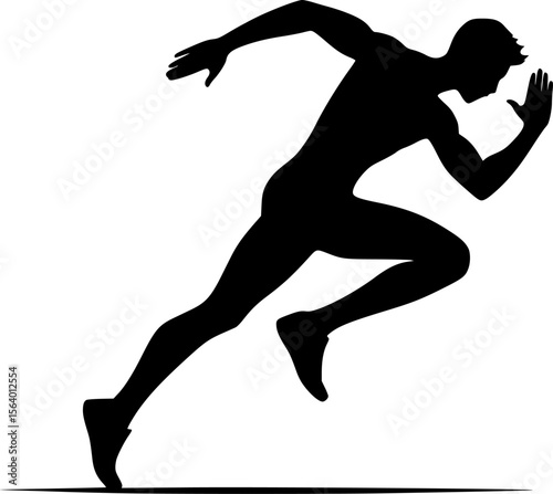Minimalist silhouette of a person running, black vector style
