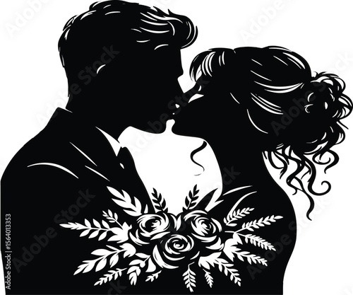 International Kissing Day Cartoon Couple in Love and kiss Surrounded by Hearts and Joy.