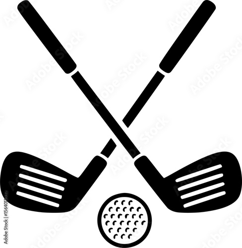 Pair of iron or wedge golf club with golf ball flat vector icon for sports apps and websites
