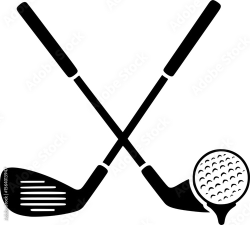 Pair of iron or wedge golf club with golf ball flat vector icon for sports apps and websites

