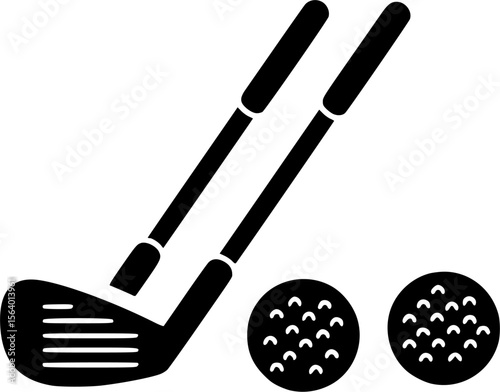 Pair of iron or wedge golf club with golf ball flat vector icon for sports apps and websites
