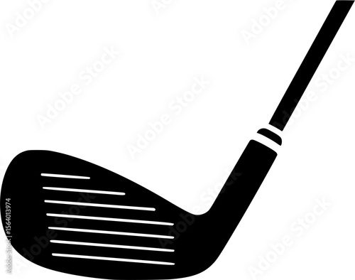 Close up of iron or wedge golf club flat vector icon for sports apps and websites
