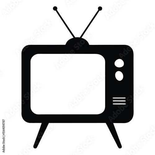 Retro TV set isolated vector illustration with antenna and vintage screen style