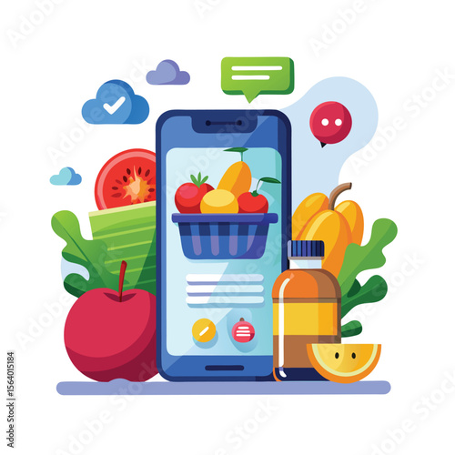 Online Grocery Store App Illustration