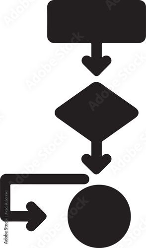 Silhouette vector of a flowchart with arrows, representing workflow, process management, and strategic planning.