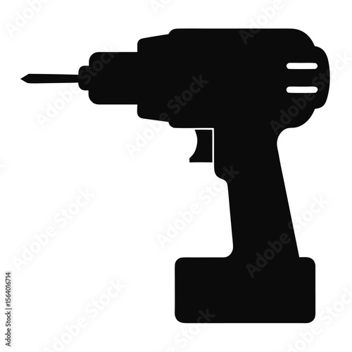 Hand holding electric screwdriver and drill vector illustration on white background