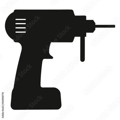 Hand holding a vector illustration of an electric drill isolated on white background