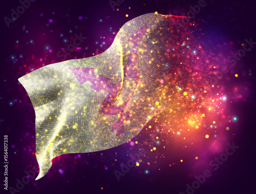 Gender, vector 3d flag with a splash of paint dots, explosion of colored dots