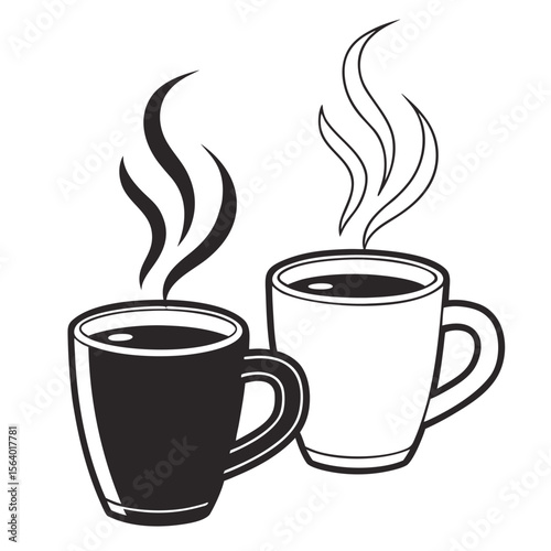 A comforting hot coffee cup with a heart design, perfect for a cozy breakfast or cafe beverage illustration