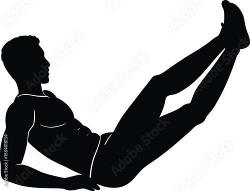 Silhouette of a man doing a V up exercise for core strength