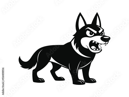German Shepherd dog silhouette vector illustration, pet clipart, black and white animal shape
