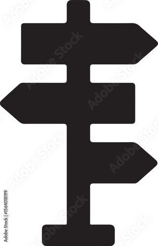 Silhouette vector of a directional signpost, symbolizing navigation, choices, guidance, and decision-making paths.
