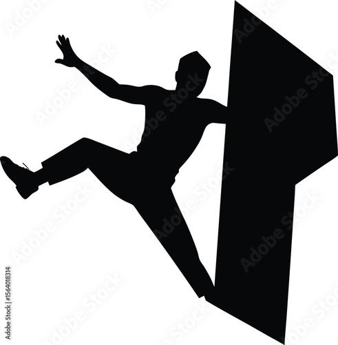 Silhouette of a man climbing an indoor rock wall for fitness