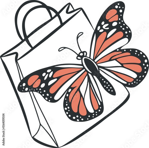 Butterfly and Daisy Illustration